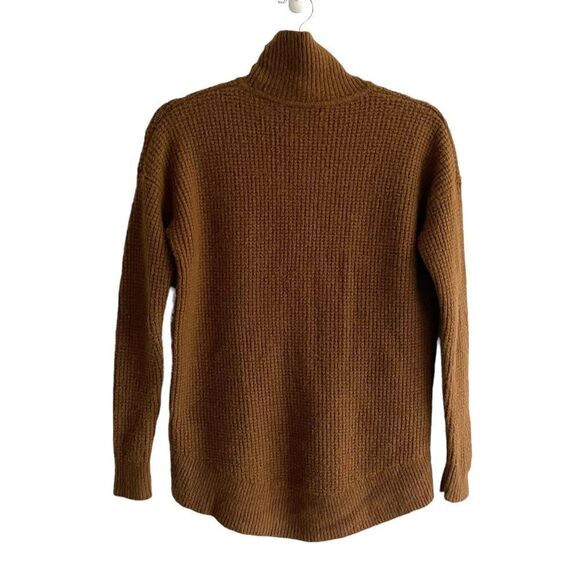 MADEWELL Wool Waffle Thermal Turtleneck Mock Neck Sweater Brown XS - Picture 3 of 7